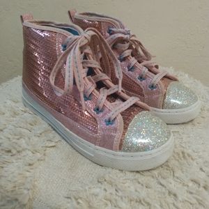 Jojo Siwa child size 2 lace up sequin sneakers